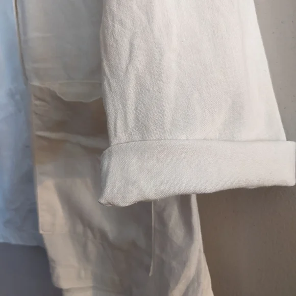 𝅺VINTAGE 1980s Creamy White Capezio Unlined Linen Blend Blazer Shaket - Picture 5 of 8